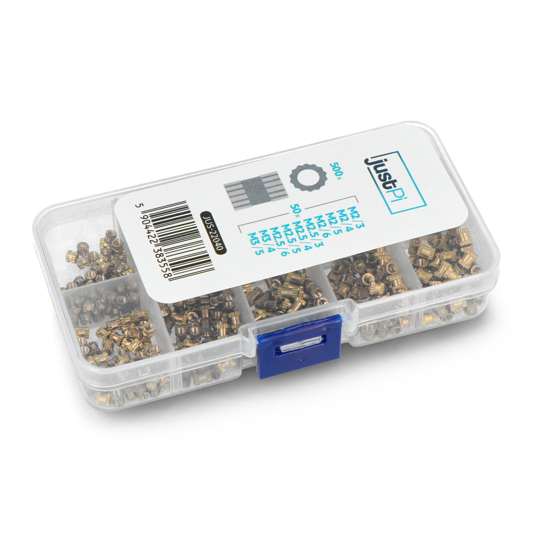 Mosiężny gwint - insert do druku 3D - różne rozmiary - zestaw 500 sztuk - justPi